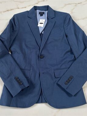 NWT Jcrew Crewcuts Boys' Navy Cotton-Blend Blazer size 14